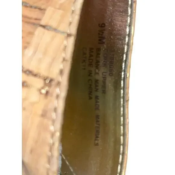 EuroSoft By SOFFT Fashion Womens 9.5M Tan Upper Cork Wedge Heel Sandals Leather - Picture 3 of 4